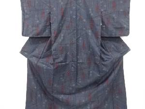 幾何学に竹花模様織り出し本場泥大島紬着物